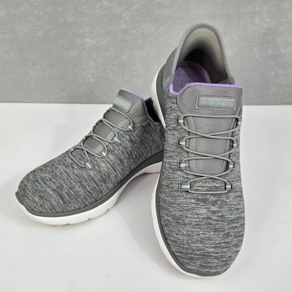 Skechers Summits Slip-Ins Memory Foam Athletic Sneakers Gray/Mint Women's 7 WIDE - Picture 1 of 10